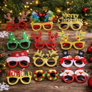 Christmas Novelty Party‎ Glasses Set Funny Holiday Photo Booth Costume Props